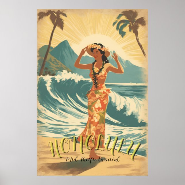 Vintage Style Hawaii Travel Poster (Front)