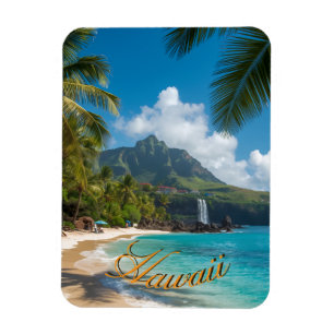 Vintage Style Hawaiian Blue Sea Palms Sky Travel Magnet
