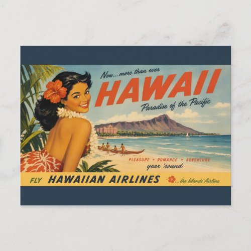 Vintage Style Hawaiian Travel Advertisement Postcard