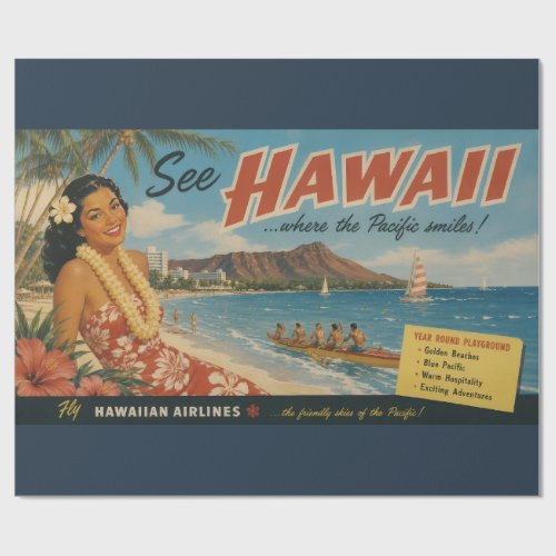 Vintage Style Hawaiian Travel Advertisement Wrapping Paper