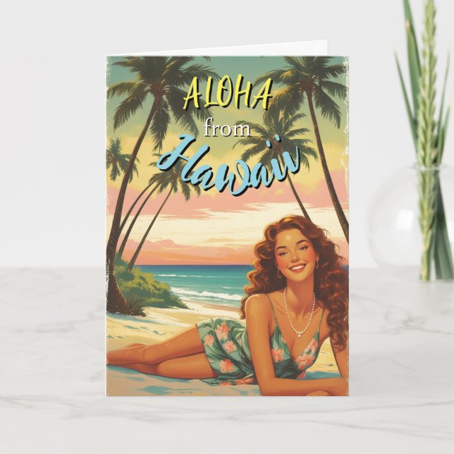 Vintage Style Hawaiian Travel Aloha from Hawaii Card (Front)