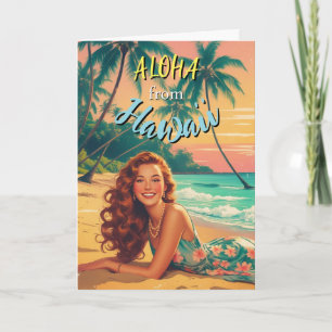 Vintage Style Hawaiian Travel Aloha from Hawaii Card