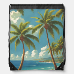 Vintage Style Hawaiian Travel Aloha From Hawaii Drawstring Bag