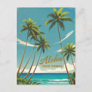 Vintage Style Hawaiian Travel Aloha From Hawaii Holiday Postcard