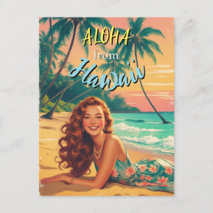 Vintage Style Hawaiian Travel Aloha from Hawaii Holiday Postcard