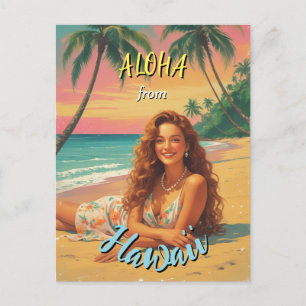 Vintage Style Hawaiian Travel Aloha from Hawaii Invitation Postcard