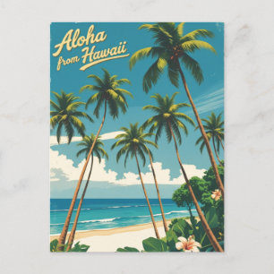 Vintage Style Hawaiian Travel Aloha From Hawaii Invitation Postcard