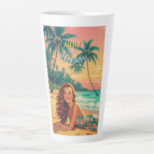 Vintage Style Hawaiian Travel Aloha from Hawaii Latte Mug