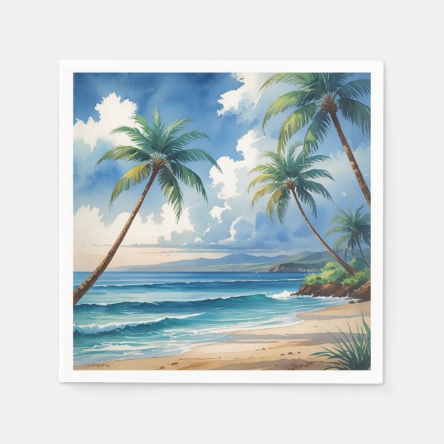 Vintage Style Hawaiian Travel Aloha From Hawaii Napkins (Front)