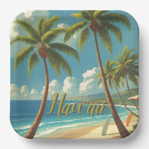 Vintage Style Hawaiian Travel Aloha From Hawaii Paper Plates