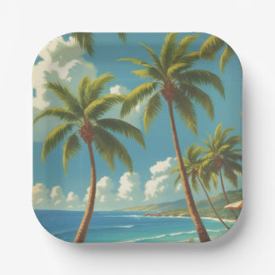 Vintage Style Hawaiian Travel Aloha From Hawaii Paper Plates