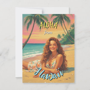 Vintage Style Hawaiian Travel Aloha from Hawaii Postcard