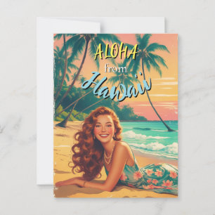 Vintage Style Hawaiian Travel Aloha from Hawaii Postcard