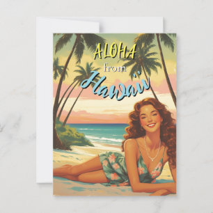 Vintage Style Hawaiian Travel Aloha from Hawaii Postcard