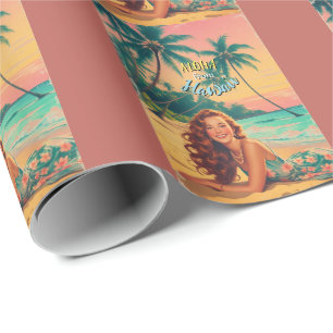 Vintage Style Hawaiian Travel Aloha from Hawaii Wrapping Paper