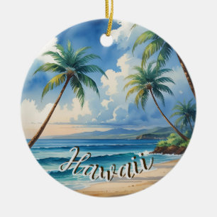 Vintage Style Hawaiian Travel Coast Blue Sea Ceramic Ornament