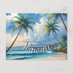 Vintage Style Hawaiian Travel Coast Blue Sea Holiday Postcard