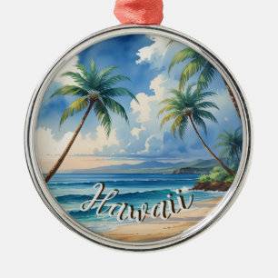 Vintage Style Hawaiian Travel Coast Blue Sea Metal Ornament