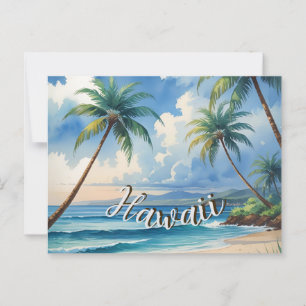 Vintage Style Hawaiian Travel Coast Blue Sea Postcard