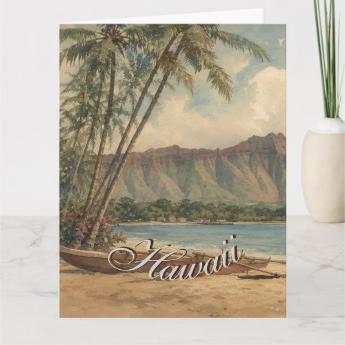 Vintage Style Hawaiian Travel Coast Sea Card