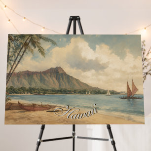 Vintage Style Hawaiian Travel Coast Sea Foam Board