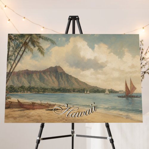 Vintage Style Hawaiian Travel Coast Sea Foam Board
