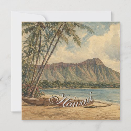Vintage Style Hawaiian Travel Coast Sea Holiday Card