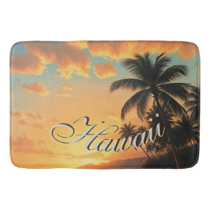 Vintage Style Hawaiian Travel Coast Sea Sunset Bath Mat
