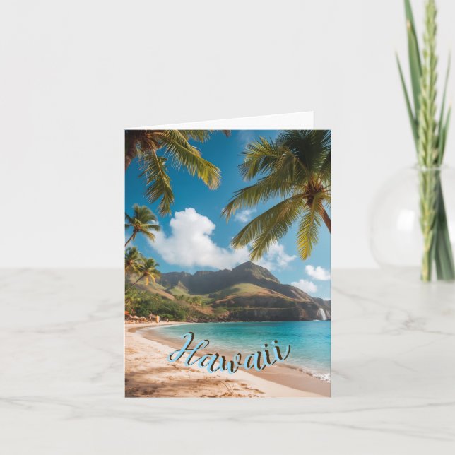 Vintage Style Hawaiian Travel Coast Sea Sunset Card (Front)