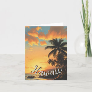 Vintage Style Hawaiian Travel Coast Sea Sunset Card
