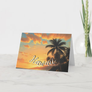 Vintage Style Hawaiian Travel Coast Sea Sunset Card