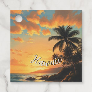 Vintage Style Hawaiian Travel Coast Sea Sunset Favor Tags