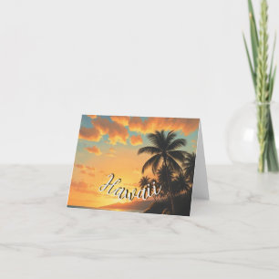 Vintage Style Hawaiian Travel Coast Sea Sunset Holiday Card