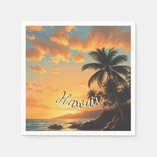 Vintage Style Hawaiian Travel Coast Sea Sunset Napkins