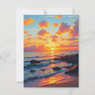 Vintage Style Hawaiian Travel Coast Sea Sunset Postcard