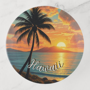 Vintage Style Hawaiian Travel Coast Sea Sunset Trinket Tray