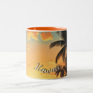 Vintage Style Hawaiian Travel Coast Sea Sunset Two-Tone Coffee Mug