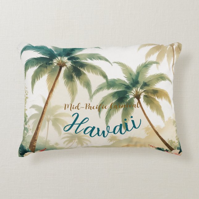 Vintage Style Hawaiian Travel Honolulu Accent Pillow (Front)