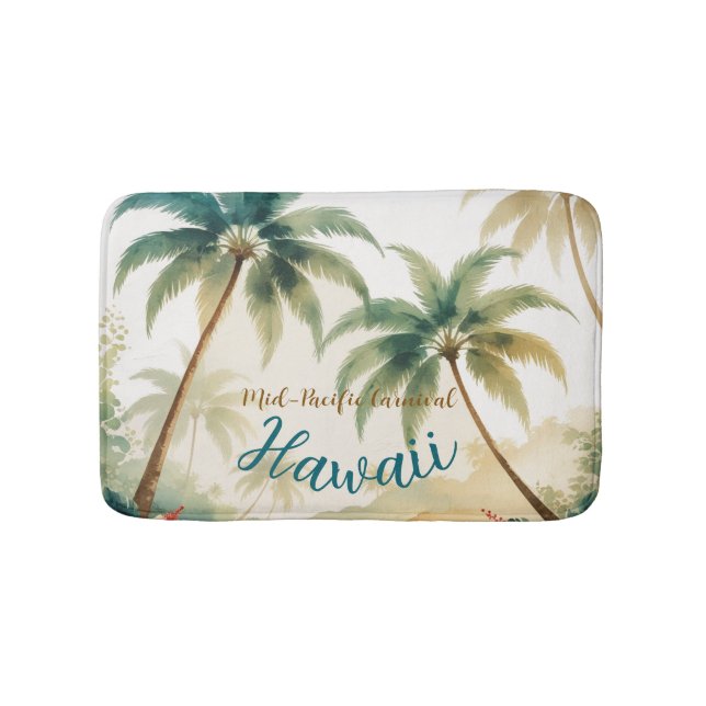 Vintage Style Hawaiian Travel Honolulu Bath Mat (Front)