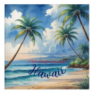 Vintage Style Hawaiian Travel Honolulu Blue Sea Acrylic Print