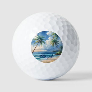 Vintage Style Hawaiian Travel Honolulu Blue Sea Golf Balls