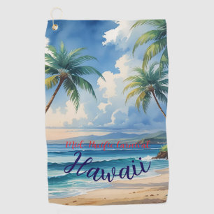 Vintage Style Hawaiian Travel Honolulu Blue Sea Golf Towel