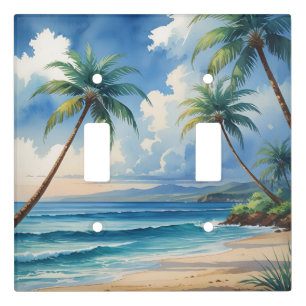 Vintage Style Hawaiian Travel Honolulu Blue Sea Light Switch Cover