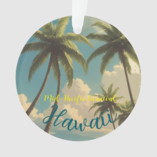Vintage Style Hawaiian Travel Honolulu Blue Sea Ornament