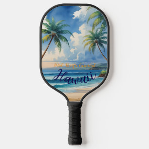 Vintage Style Hawaiian Travel Honolulu Blue Sea Pickleball Paddle