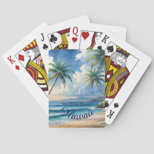 Vintage Style Hawaiian Travel Honolulu Blue Sea Poker Cards