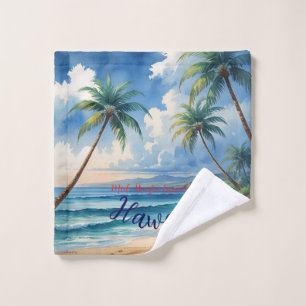 Vintage Style Hawaiian Travel Honolulu Blue Sea Wash Cloth