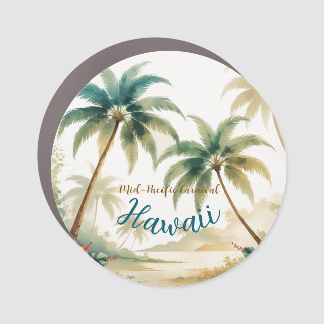 Vintage Style Hawaiian Travel Honolulu Car Magnet (Front)