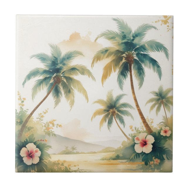 Vintage Style Hawaiian Travel Honolulu Ceramic Tile (Front)