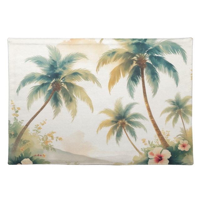 Vintage Style Hawaiian Travel Honolulu Cloth Placemat (Front)